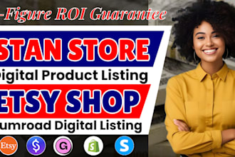 stan store set up, etsy digital product design, gumroad, stan store etsy listing