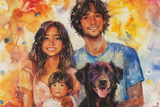 make watercolor realistic portrait illustration your pets