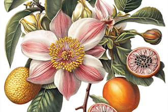 draw botanical illustrations of flowers, plants, line art