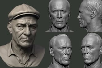 sculpt realistic 3d head 3d bust 3d face 3d character design likeness sculpting