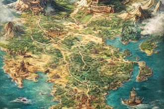 do fantasy map illustration for dnd, novels and games