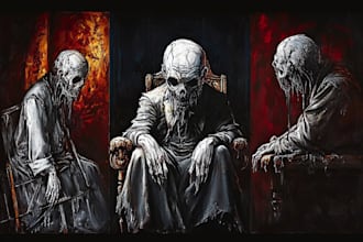draw detailed dark art illustration with best quality design