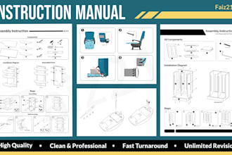 draw instruction manual illustration in line art for your product