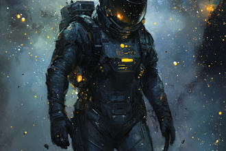 create a sci fi character and sci fi art in unique style