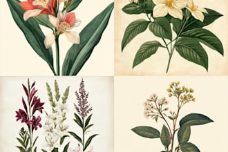 create a beautiful vintage botanical illustration poster
