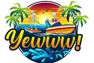 design professional skull summer beach logo