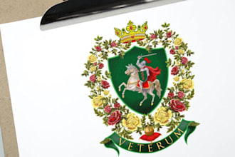 draw unique coat of arms heraldic family crest royal logo