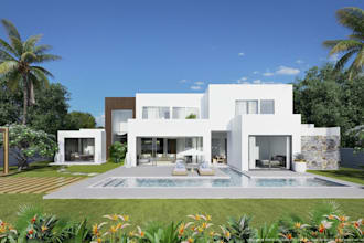 design 3d exterior,villa house,outdoor patio,cgi building,facade,interior render