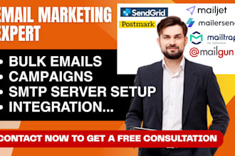 bulk smtp server setup sendgrid mailgun postmark mailtrap mailjet mailersend