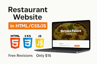 create animated restaurant website with tailwind CSS