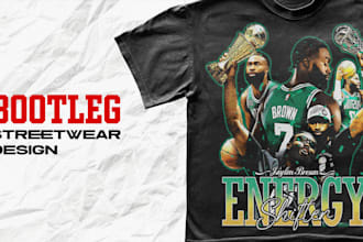 create bootleg style streetwear tshirt design