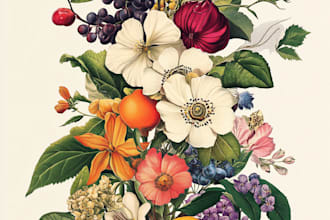 make botanical vector illustration of plants and flowers