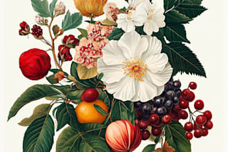 create a beautiful vintage botanical illustration poster for you