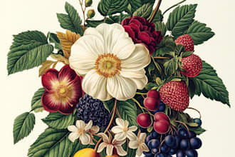create a botanical watercolor illustration, floral drawing