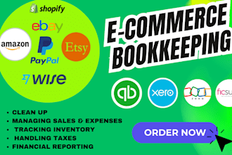 do ecommerce accounting and bookkeeping for amazon, shopify, etsy, ebay