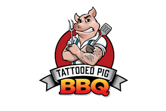 create muscle pig BBQ team logo