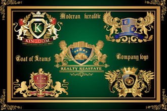 make a modern luxury heraldic, family crest and coat of arms logo