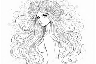 draw black and white detailed line art vector illustration