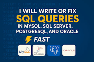 write or fix sql queries in mysql, sql server, postgresql, and oracle