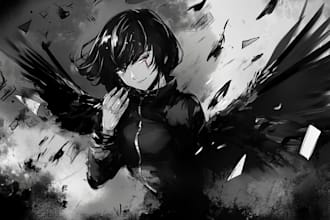 illustrate anything in dark anime art style
