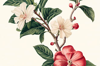 draw beautiful digital botanical illustrations of flowers, fruits, and plants