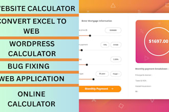 build a custom web calculator, convert excel to web calculator or app, wordpress