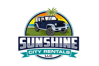 design traditional beach fun and cars logo