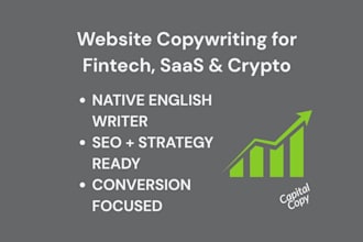 write professional fintech crypto startup website content