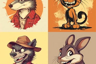 draw vintage retro cartoon mascot illustration logo