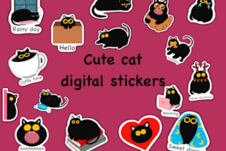 draw cute kawaii stickers digital printable