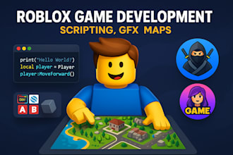develop roblox game, do roblox scripting, roblox gfx, and custom maps creation