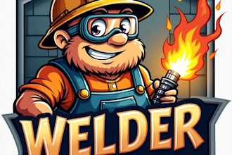 design high quality esport welder mascot logo with unlimited revision