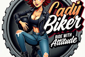 design high quality esport lady biker mascot logo with fastest delivery