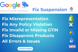fix google merchant center suspension misrepresentation policy violations errors
