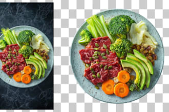 create an ai food photo, cut out, save on a transparent background