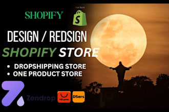 design or redesign shopify dropshipping store one product shopify mentor pod