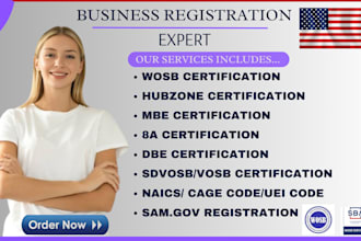 register your business as mbe , dbe 8a, sdvosb mwbe, and setup llc sam gov