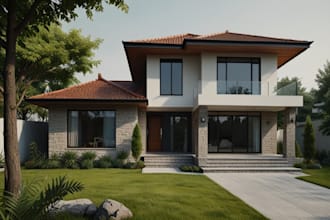 do house illustration building illustration vector art watercolor floor plan mep