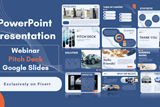 design powerpoint presentations, webinar, pitch decks and google slides