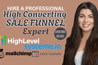 build sales funnel with email automation in systeme io, gohighlevel, mailchimp