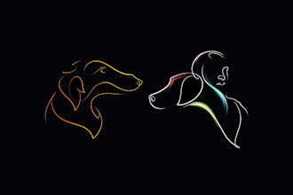 do pet, abstract line art tattoo design