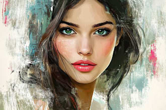 do hand draw realistic digital oil painting portrait