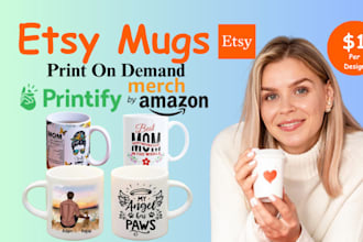 design etsy custom mugs with printify amazon merch and full etsy pod shop setup