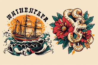 create any design in traditional tattoo or old school style
