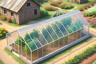 do 3d greenhouse, farm plan, garden, barn house, animal shed