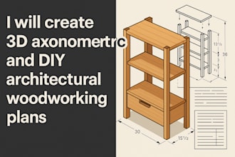 create 3d axonometric and DIY architectural woodworking plan