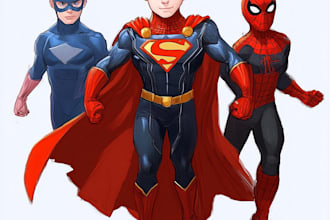 make super hero character design illustration