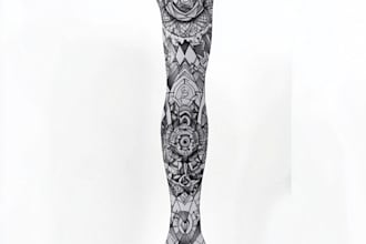 create sleeve tattoo design in geometric style