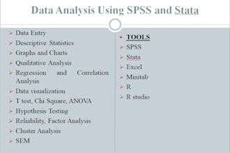 perform statistical data analysis using spss, r, or excel