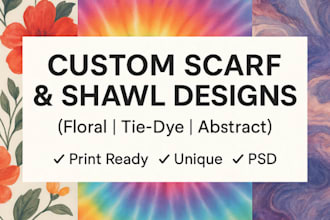 create artistic floral, tie dye designs for scarves and shawl